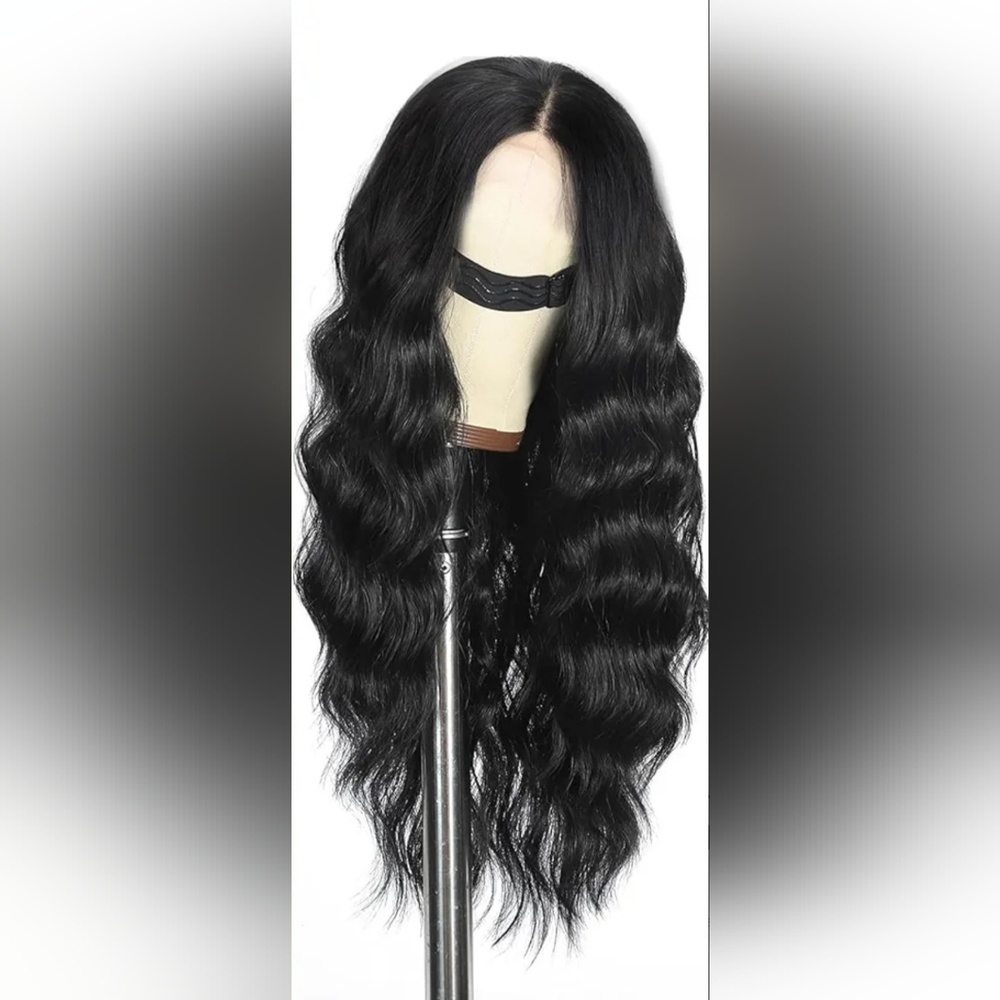 Elegant Black Wavy Long  Hair Wig - Picture 4 of 5